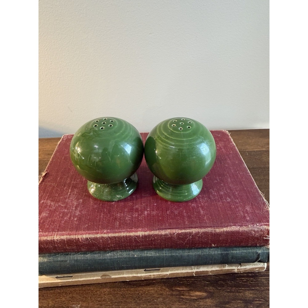 Vintage Fiestaware Forest (Dark) Green Ball Salt & Pepper Shakers Fiesta S&P